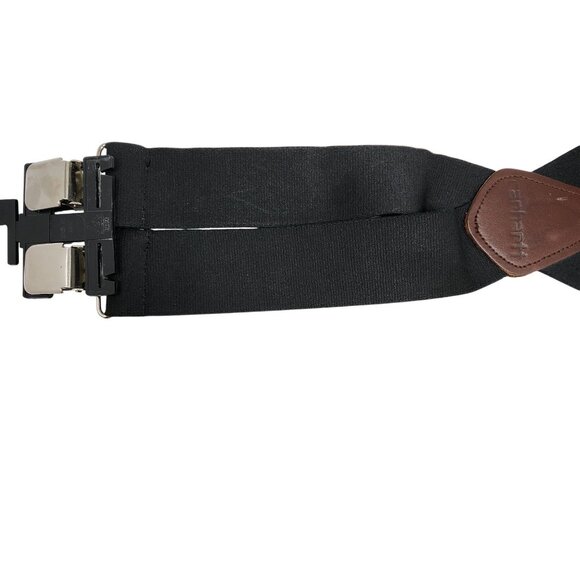Carhartt Mens Black Adjustable X-Back Suspenders With Metal Clips & Leather Acce - Picture 9 of 10